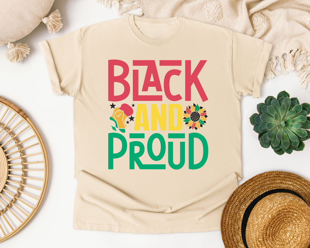 Black And Proud Sunflower graphic tee in Ivory Comfort Colors 1717