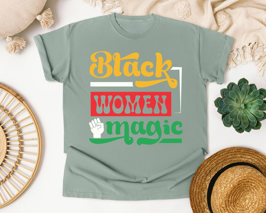 Black Women Magic graphic tee in Bay Comfort Colors 1717