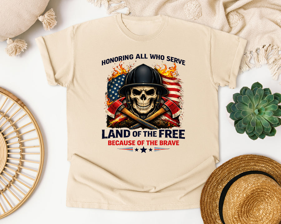 Honoring All Who Serve Firefighter graphic tee in Ivory Comfort Colors 1717