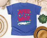 After A While Alligator graphic tee in Flo Blue