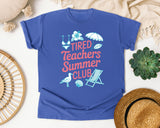 Tired Teachers Summer Club graphic tee in Flo Blue
