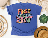 First Grade Crew graphic tee in Flo Blue