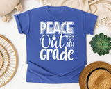 Peace Out 4th Grade White graphic tee in Flo Blue