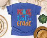 Peace Out 2nd Grade Orange graphic tee in Flo Blue