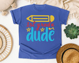 1st Grade Dude White 2 3 graphic tee in Flo Blue