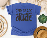 2nd Grade Dude White graphic tee in Flo Blue