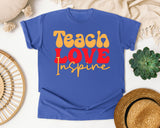 Teach Love Inspire Retro graphic tee in Flo Blue
