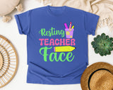 Resting Teacher Face graphic tee in Flo Blue