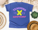Teaching Is My Superpower graphic tee in Flo Blue