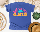 Just One More Chapter graphic tee in Flo Blue