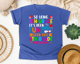 So Long Fifth Grade Look Out Sixth Grade graphic tee in Flo Blue
