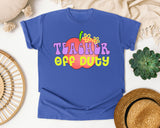 Teacher Off Duty Apple graphic tee in Flo Blue