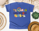 Teachers Change The World graphic tee in Flo Blue