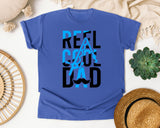 Reel Cool Dad White 5 graphic tee in Flo Blue