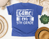 Game On 5th Grade White graphic tee in Flo Blue