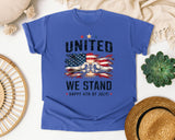 United We Stand Happy 4th Of July Grey 2 graphic tee in Flo Blue