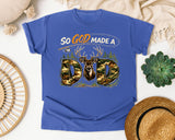 So God Made A Dad graphic tee in Flo Blue