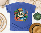 Best Dad Grey graphic tee in Flo Blue