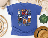 BBQ Beer And Being A Dad My Three Talents Grey 2 graphic tee in Flo Blue