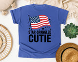 Star Spangled Cutie White 5 graphic tee in Flo Blue