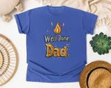 Well Done Dad Grey graphic tee in Flo Blue