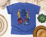 Dads Who Grill Together Stay Rare Together Grey 2 graphic tee in Flo Blue