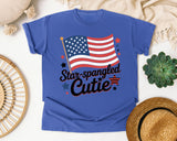 Star Spangled Cutie Black graphic tee in Flo Blue