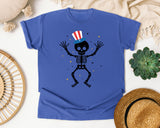 Patriotic Skeleton Dancing graphic tee in Flo Blue