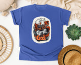 Dad Bod Grill God Brown 2 graphic tee in Flo Blue