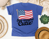 Star Spangled Cutie Black 2 graphic tee in Flo Blue