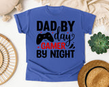 Dad By Day Gamer By Night White graphic tee in Flo Blue