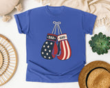 Patriotic Dad Boxing Gloves graphic tee in Flo Blue