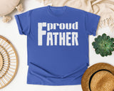 Proud Father White 2 graphic tee in Flo Blue