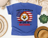 Liberty Is The Breath Of Life To Nations Grey graphic tee in Flo Blue