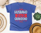 Husband Dad Granddad Red 2 graphic tee in Flo Blue