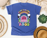 Back To School ABCD Backpack graphic tee in Flo Blue