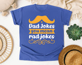Dad Jokes You Mean Rad Jokes White graphic tee in Flo Blue
