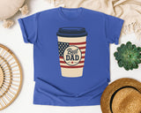 Best Dad Coffee Cup graphic tee in Flo Blue