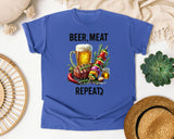 Beer Meat Repeat Brown graphic tee in Flo Blue