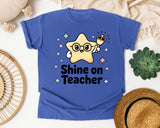 Shine On Teacher graphic tee in Flo Blue