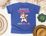 Im Ready To Crush 6th Grade Unicorn graphic tee in Flo Blue