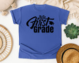 Hello First Grade graphic tee in Flo Blue