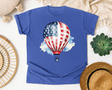 Flag Hot Air Balloon graphic tee in Flo Blue