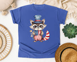 Raccoon In Uncle Sam Hat graphic tee in Flo Blue