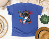 Love Patriotic Sunflower graphic tee in Flo Blue