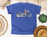 Patriotic Motorcycle graphic tee in Flo Blue