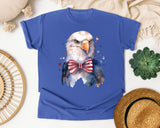 Eagle With Patriotic Bow Tie graphic tee in Flo Blue