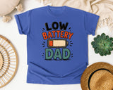 Low Battery Dad graphic tee in Flo Blue