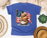 Hamster With American Flag graphic tee in Flo Blue