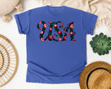 USA Black graphic tee in Flo Blue